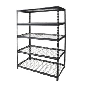 WORKPRO 48″ W x 24″ D x 72″ H 5-Shelf Freestanding Shelves, Black and Silver