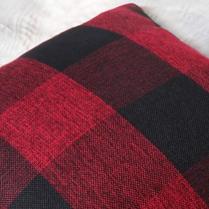 4TH Emotion Set of 2 Farmhouse Buffalo Check Plaid Throw Pillow Covers Cushion Case Polyester Linen for Christmas Home Decor Burgundy and Black, 16 x 16 Inches