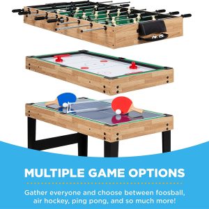 10-in-1 Combo Game Table Set w/ Pool, Foosball, Ping Pong, Chess – 2x4ft