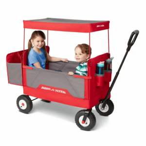 Radio Flyer, 3-in-1 all-terrain EZ Fold Wagon with Canopy, Red and Gray