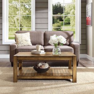Rustic Coffee Table Farmhouse Wooden Furniture Rustic Maple Brown Finish New