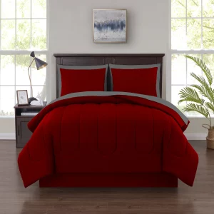 Mainstays Red 8 Piece Bed in a Bag Comforter Set With Sheets, KING