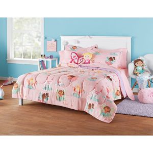 Kids Pink Fairies 7 Piece Bed in a Bag with sheet set,TWIN