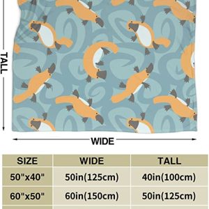 Wowhoo All Seasons Soft and Warm Lightweight Blankets Duck Billed Platypus Flannel Fleece Throw Blanket for Bed Couch Living Room Office Sofa 50 inches X40 inches