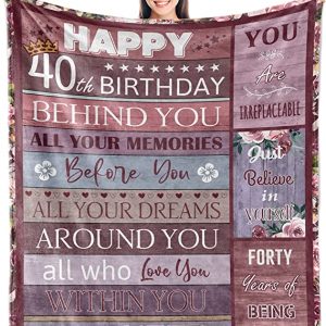 Best 40th Birthday Gifts Women – Happy 40th Birthday Decorations Women – 40th Birthday Gift Ideas – 40th Birthday Gift for Female – 40th Birthday Favors – 40 Year Old Birthday Gifts Blanket 50″ x 60″