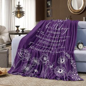 Xutapy 60th Birthday Gifts for Women Blanket 60”x50”, Best Gifts for 60 Year Old Women, Happy 1963 60th Birthday Gifts for Her/Wife/Mom/Grandma/Friends, Turning 60 Birthday Gift Throw Blanket