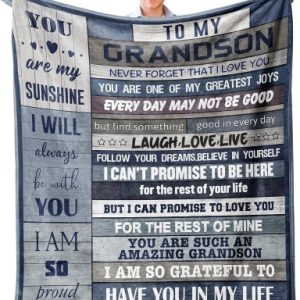 Xutapy Grandson Gifts from Grandma Grandpa, Grandson Graduation Gifts Blanket 60”x50”, Birthday Gifts for Grandson, Best Grandson Ever Throw Blanket, Grandson Gift Ideas for Christmas Valentines Day