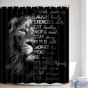 Inspiring Quotes Strong Lion Bathroom set, Shower Curtain Set