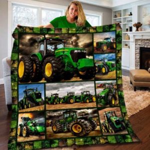 Tractor Fleece Blanket, Tractor Daddy Blanket Gifts, Christmas Blankets for Grandpa, Gifts for boy, Son Grandson Tractor, Green Tractor BLTNA178227