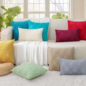 decorUhome Decorative Throw Pillow Covers 18×18, Soft Plush Faux Wool Couch Pillow Covers for Home