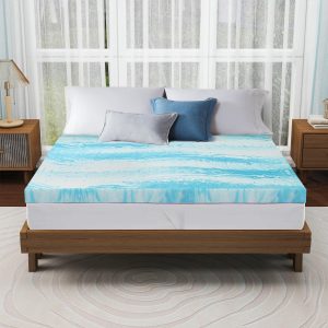 IULULU 3 inch Queen size Mattress Topper, Soft Cooling Gel Bed Pad for Pressure Relief, Blue